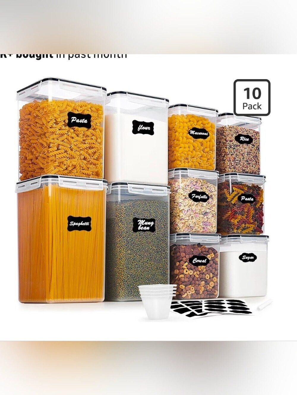 Airtight Clear Food Storage Containers – White Lids, 10-Pack - Picture 1 of 7